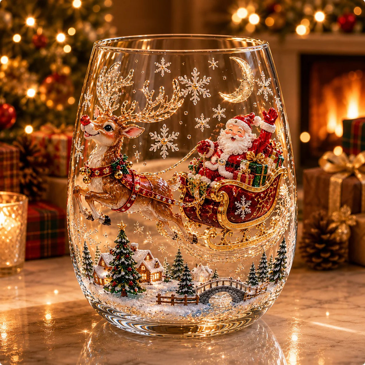 🎄Magical Christmas 3D Glass Cup Collection 🎄 Santa, Reindeer, Snowman & Christmas Tree