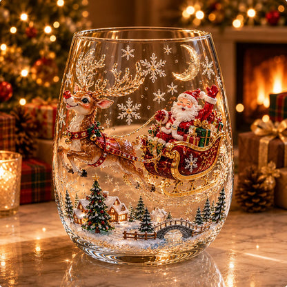🎄Magical Christmas 3D Glass Cup Collection 🎄 Santa, Reindeer, Snowman & Christmas Tree