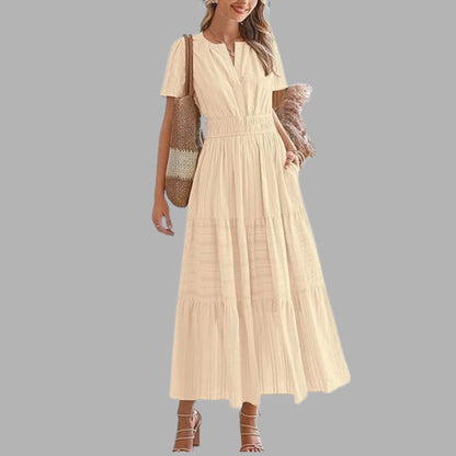 High-Waist Puff Sleeve Dress