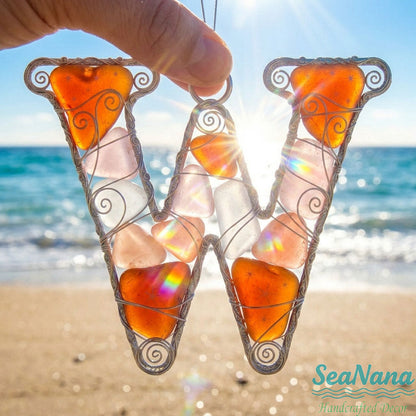 🌊 Handcrafted Wire-Wrapped Sea Glass Letter Ornament: More Than a Last Name, It's a Blessing