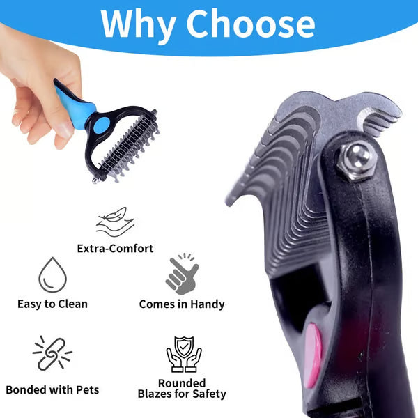 Professional Double-Sided Pet Grooming Rake ✨ Undercoat Deshedding Tool for Dogs & Cats 🐶🐱
