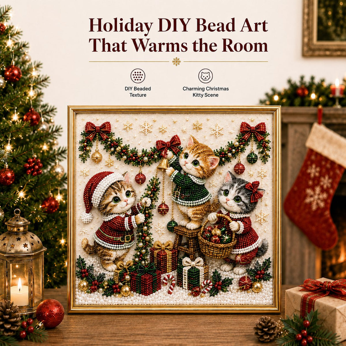 🎄🐾 LAST DAY 49% OFF – Premium 3D Pearl Christmas Kitty Art Kit 🎅🐱❄️