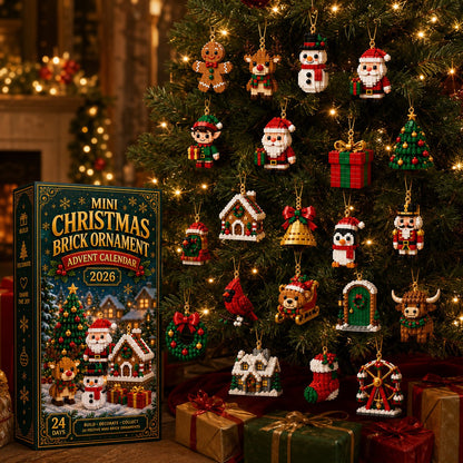 🔔🎄24-day mini Christmas tree advent calendar made of building blocks | 24 unique, buildable Christmas motifs with hanging loops for trees, garlands and festive decorations 🧱
