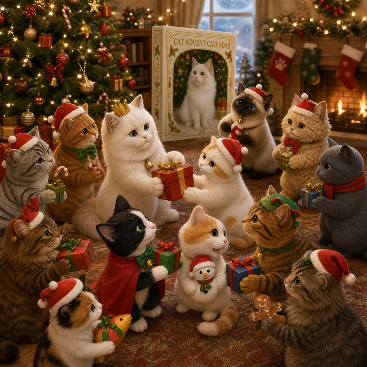 Cats celebrating Christmas