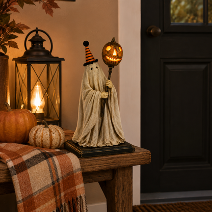 🎃Lighted Vintage Ghost Figurine with Glowing Pumpkin Staff
