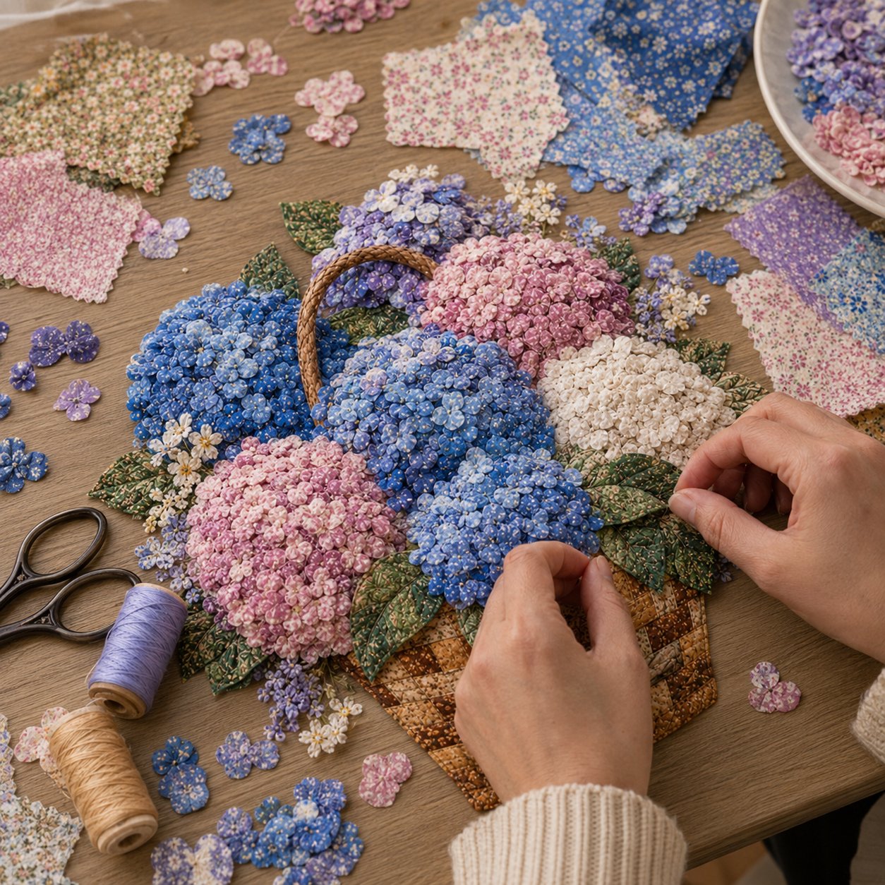 🔥Most Popular in 2026🔥🌸🧵 Premium Floral Basket Patchwork DIY Kit | High-Quality Layered Fabric Bouquet with Raised Petals & Woven Basket Details ✨