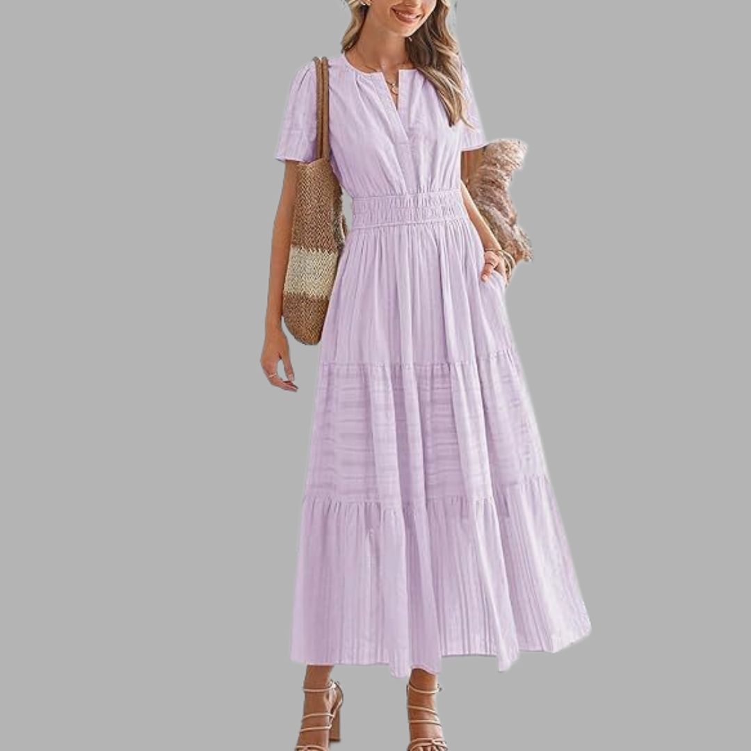 High-Waist Puff Sleeve Dress