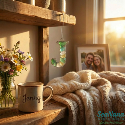 🌊 Handcrafted Wire-Wrapped Sea Glass Letter Ornament: More Than a Last Name, It's a Blessing