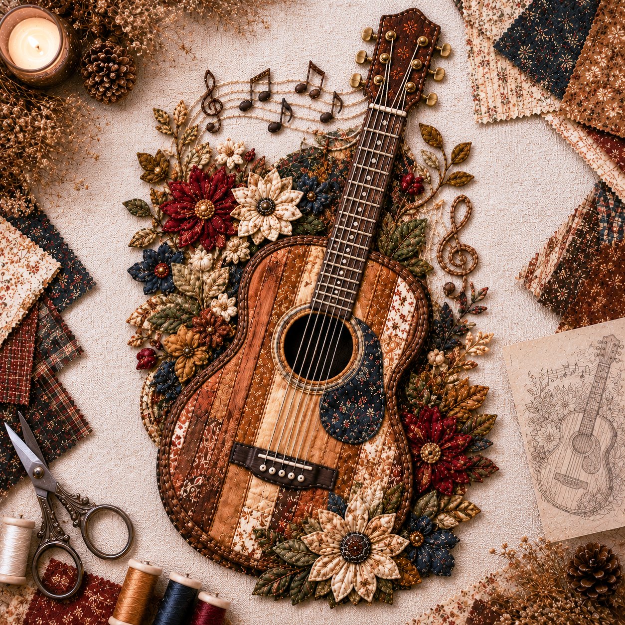 🔥LAST DAY 50% OFF - 🎶Vintage Patchwork Music Instrument DIY Kit
