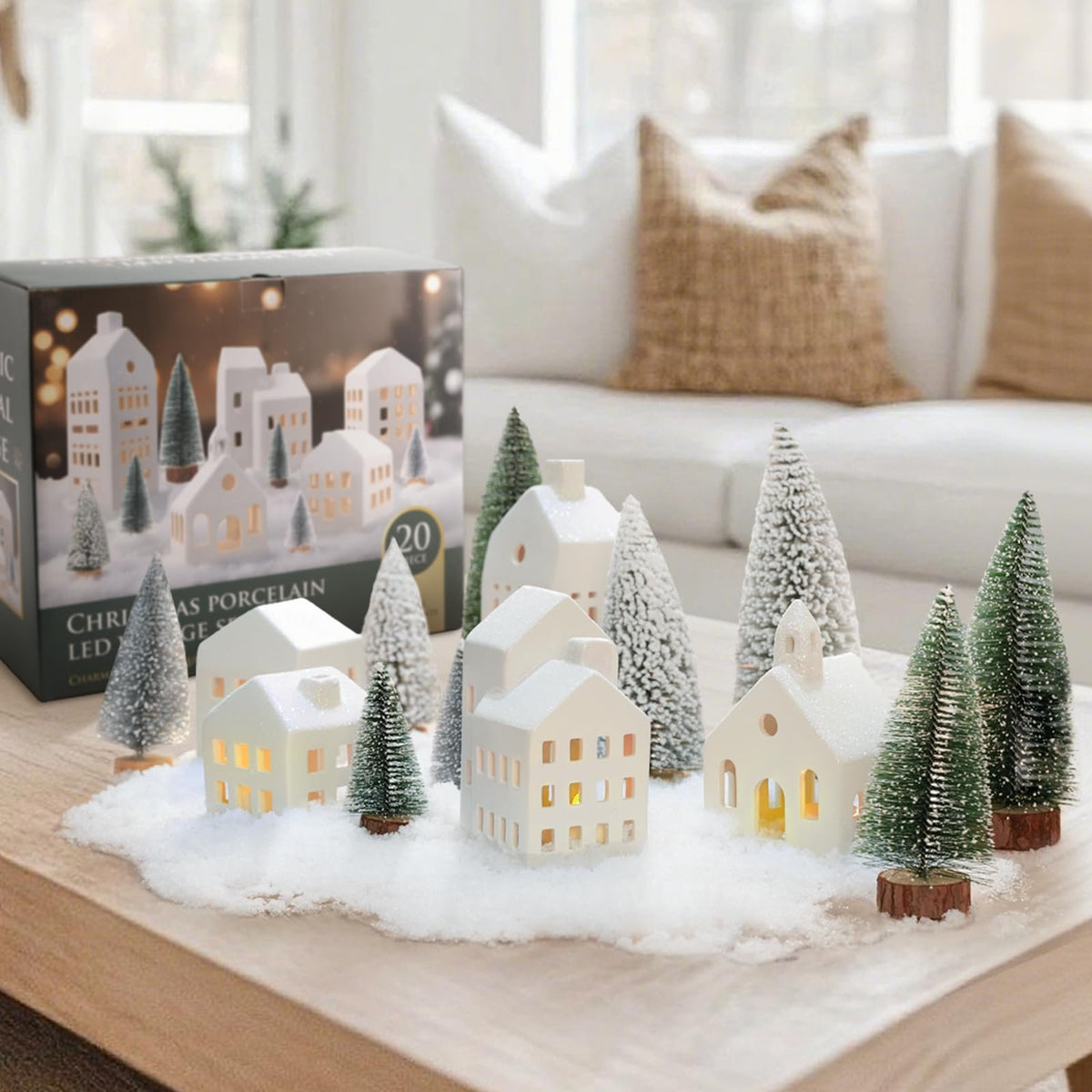 🎄✨Christmas Decorations - Christmas Village Sets of 5 Lighted Ceramic Houses🏡