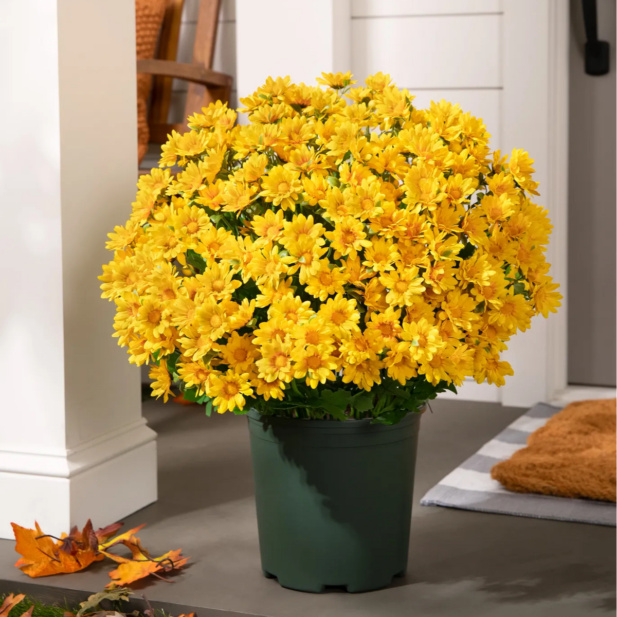 Artificial Outdoor Sunset Mums Flowers - UV resistant, Waterproof, Windproof
