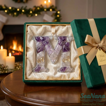 🌊 Handcrafted Wire-Wrapped Sea Glass Letter Ornament: More Than a Last Name, It's a Blessing