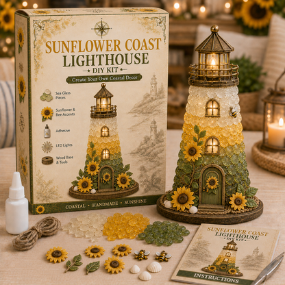 ⏳ Last Day 49% OFF – 🌊 DIY Sea Glass Lighthouse Kit – Light-Up Coastal Craft & Handmade Home Decor