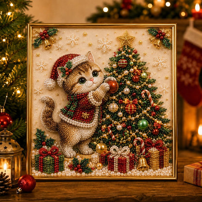 🎄🐾 LAST DAY 49% OFF – Premium 3D Pearl Christmas Kitty Art Kit 🎅🐱❄️