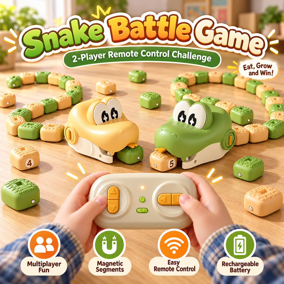 Snake Rush RC Battle Game – Magnetic Multiplayer Remote Control Snake Toy
