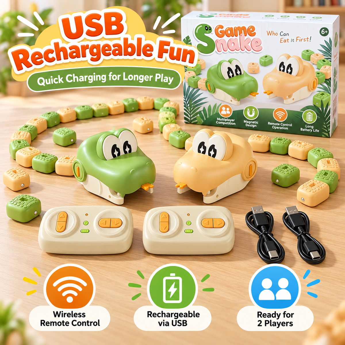 Snake Rush RC Battle Game – Magnetic Multiplayer Remote Control Snake Toy