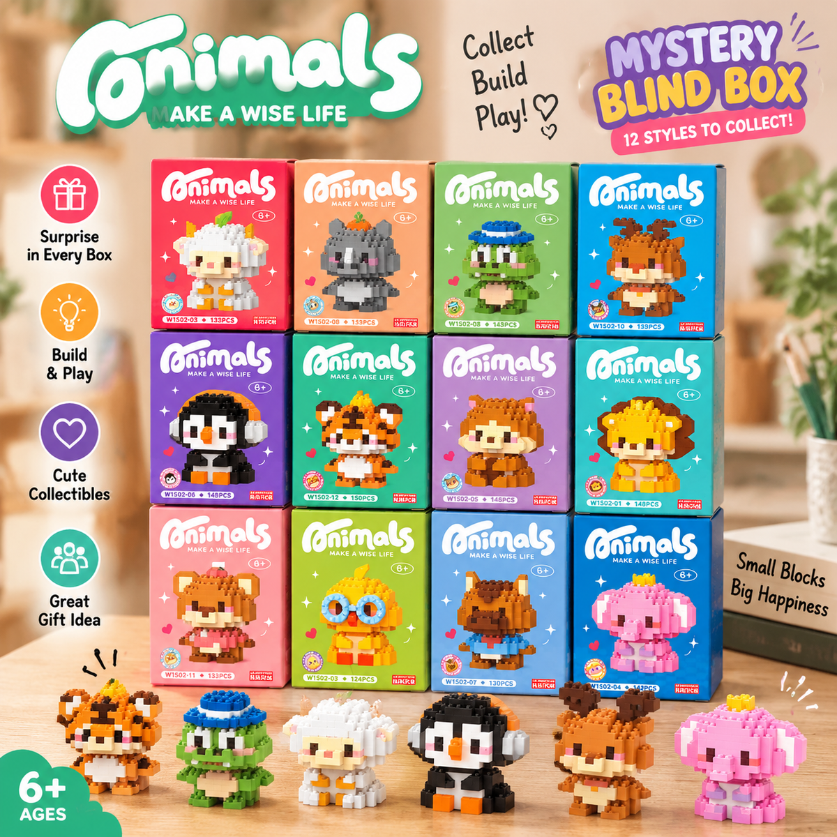 Animal Building Blocks Blind Box – Cute Collectible Mini Figures