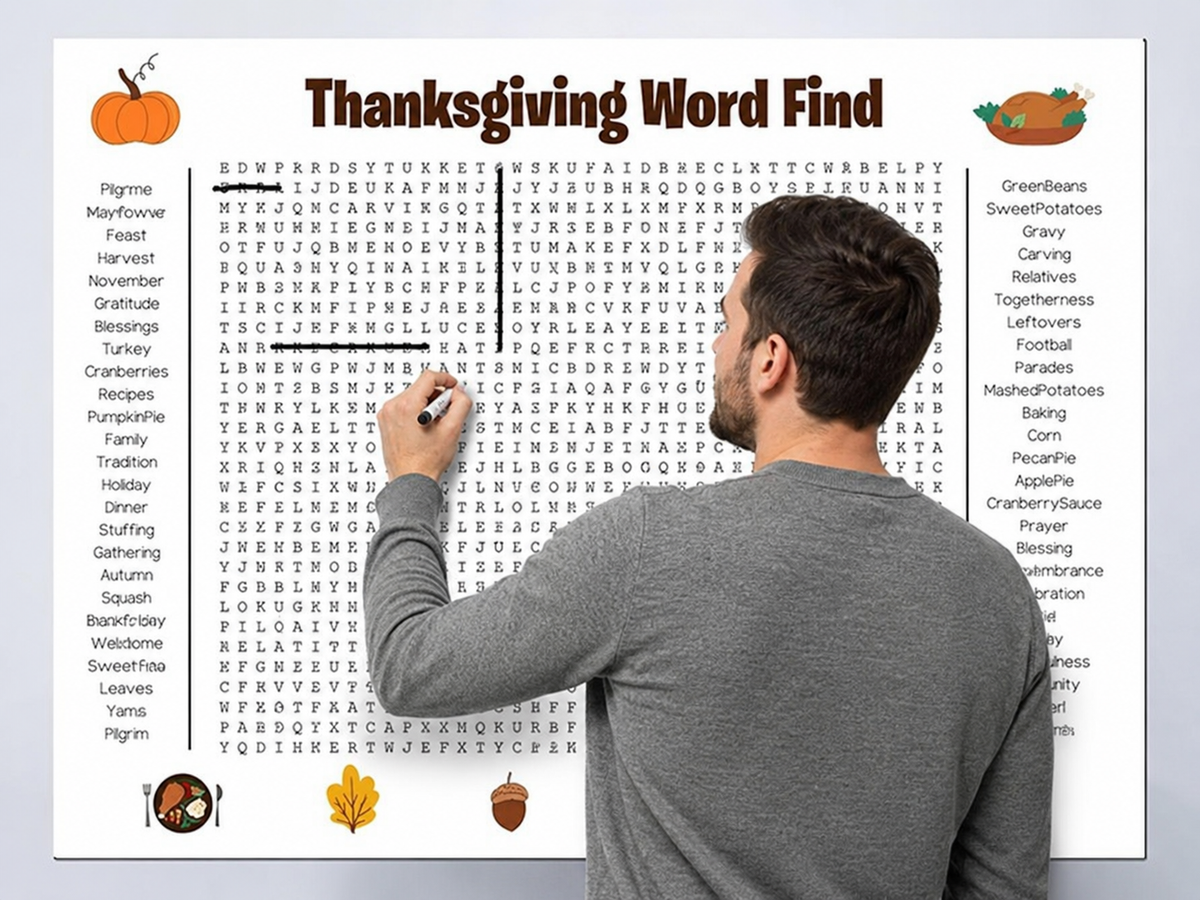 🎉 Jumbo Thanksgiving Word Search Poster(🎉Giant 36'x24' Wall Game)