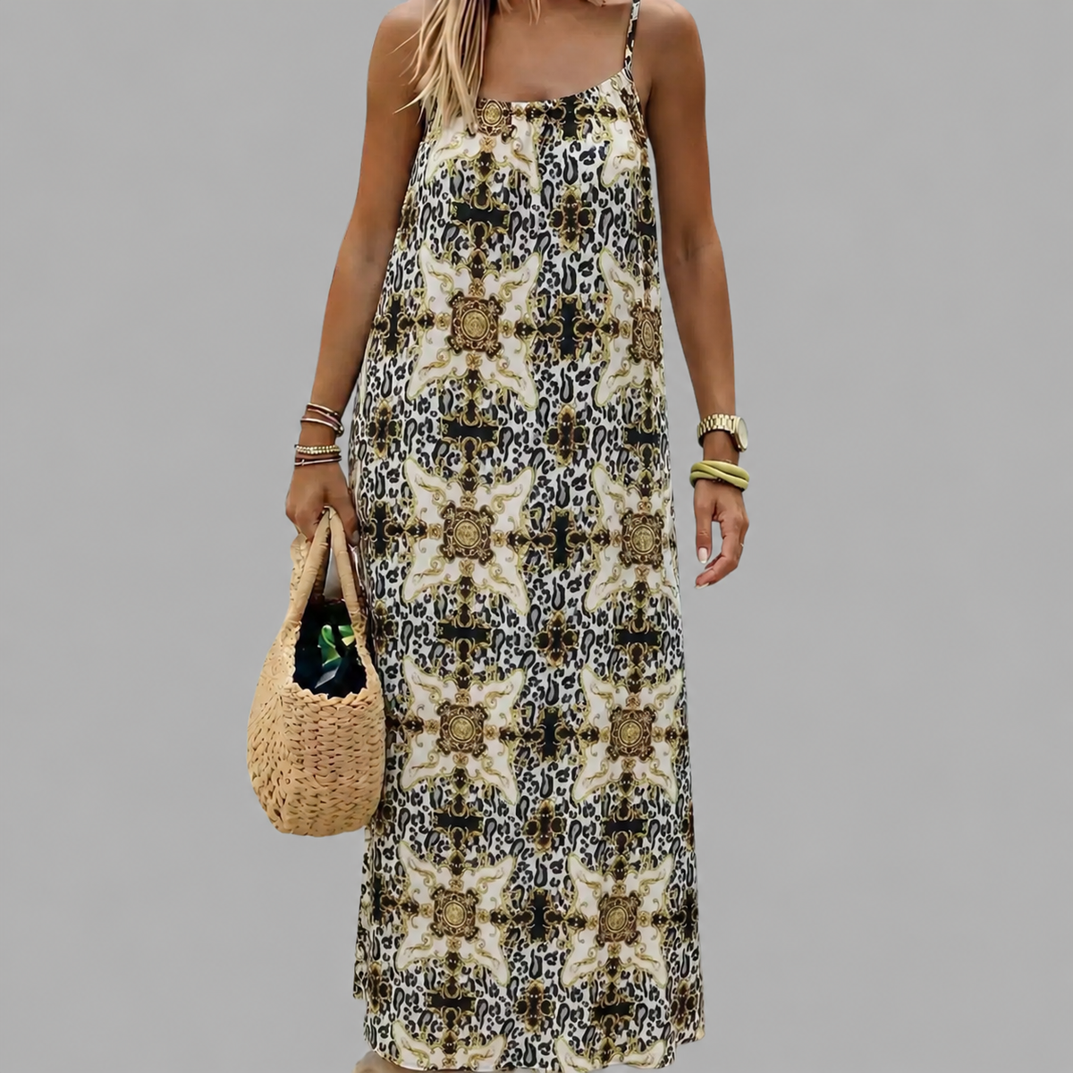 Elegant Relaxed Waist Maxi Dress