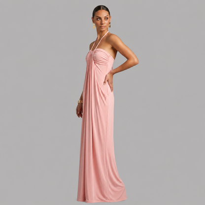 Lace-Up Halter Maxi Dress