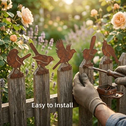 🔥Most Popular in 2026🔥5-Piece Lifelike Rusty Metal Bird Silhouettes Garden Art