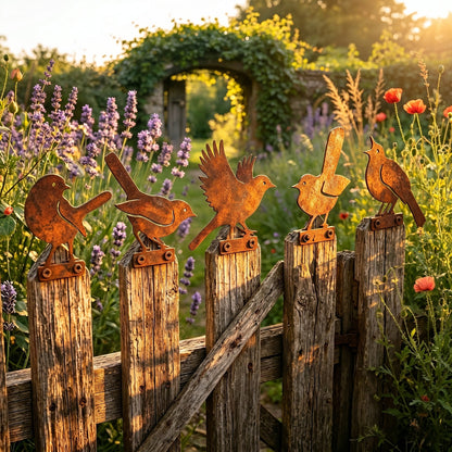🔥Most Popular in 2026🔥5-Piece Lifelike Rusty Metal Bird Silhouettes Garden Art