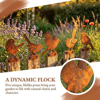 🔥Most Popular in 2026🔥5-Piece Lifelike Rusty Metal Bird Silhouettes Garden Art