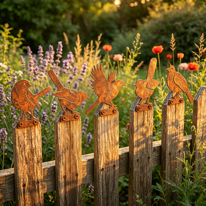 🔥Most Popular in 2026🔥5-Piece Lifelike Rusty Metal Bird Silhouettes Garden Art