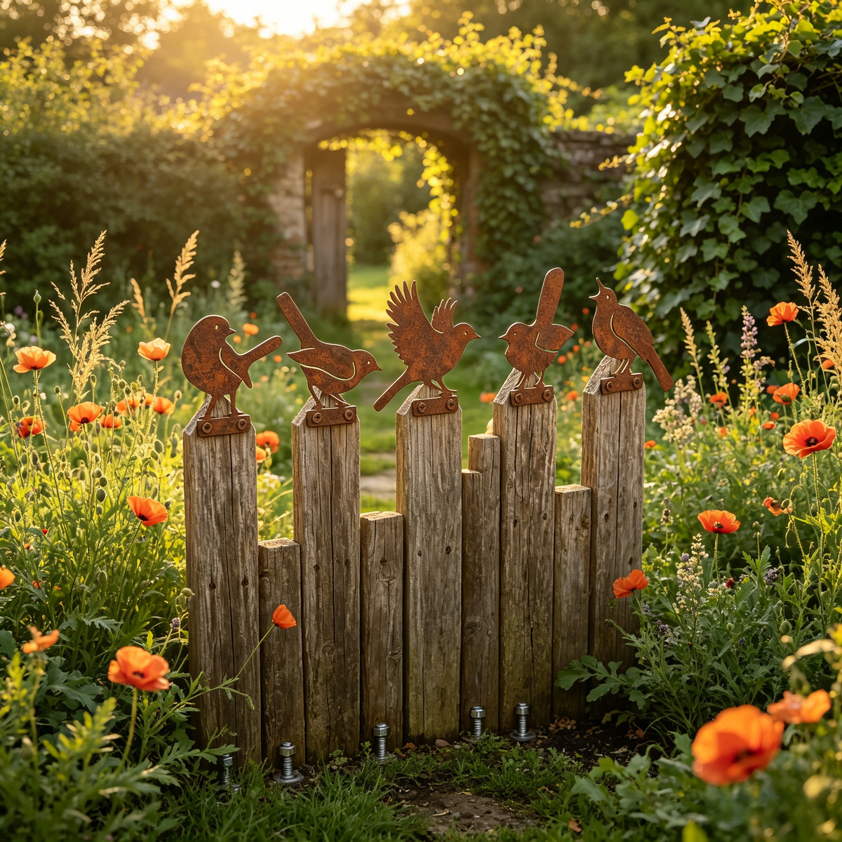 🔥Most Popular in 2026🔥5-Piece Lifelike Rusty Metal Bird Silhouettes Garden Art