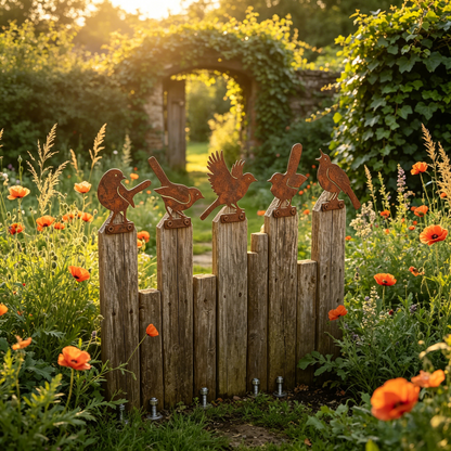 🔥Most Popular in 2026🔥5-Piece Lifelike Rusty Metal Bird Silhouettes Garden Art