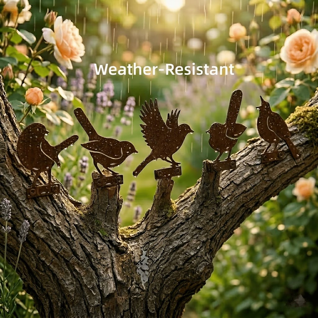 🔥Most Popular in 2026🔥5-Piece Lifelike Rusty Metal Bird Silhouettes Garden Art