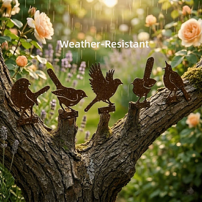 🔥Most Popular in 2026🔥5-Piece Lifelike Rusty Metal Bird Silhouettes Garden Art