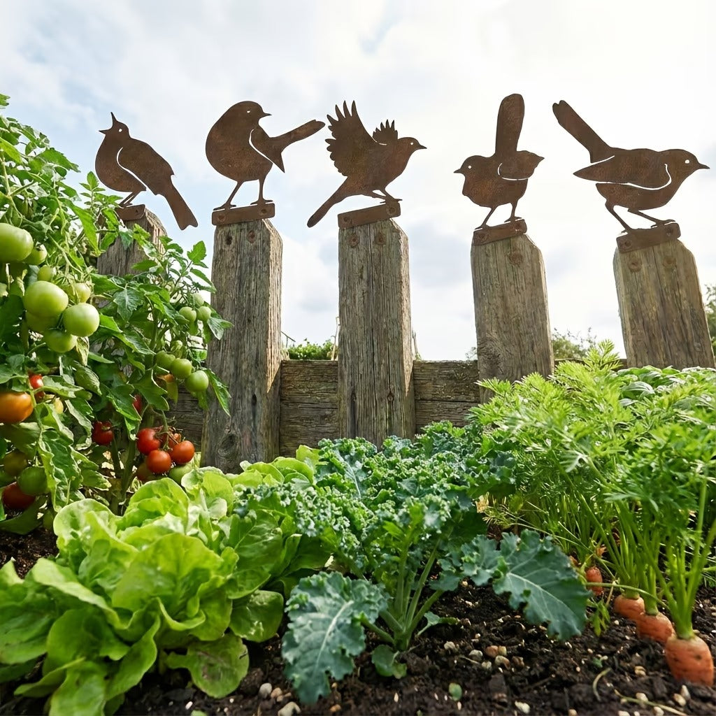 🔥Most Popular in 2026🔥5-Piece Lifelike Rusty Metal Bird Silhouettes Garden Art
