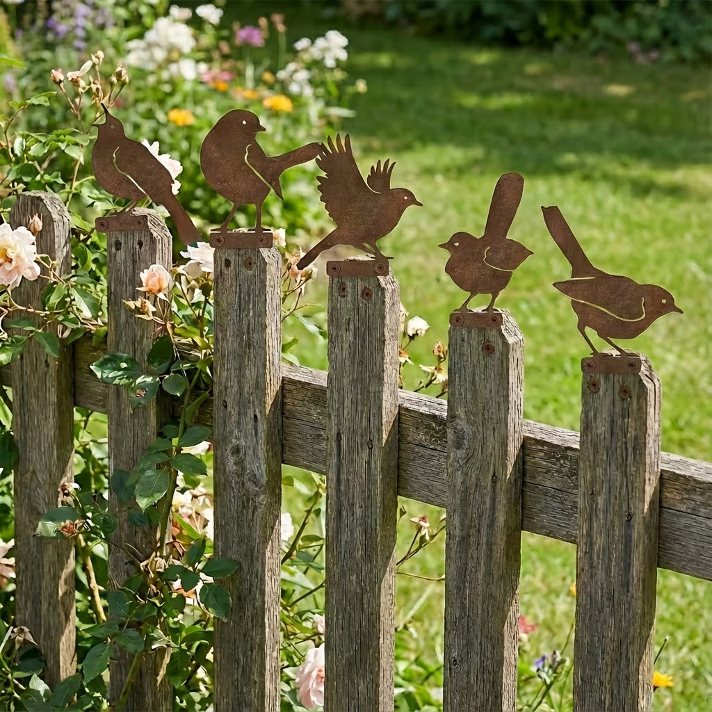 🔥Most Popular in 2026🔥5-Piece Lifelike Rusty Metal Bird Silhouettes Garden Art