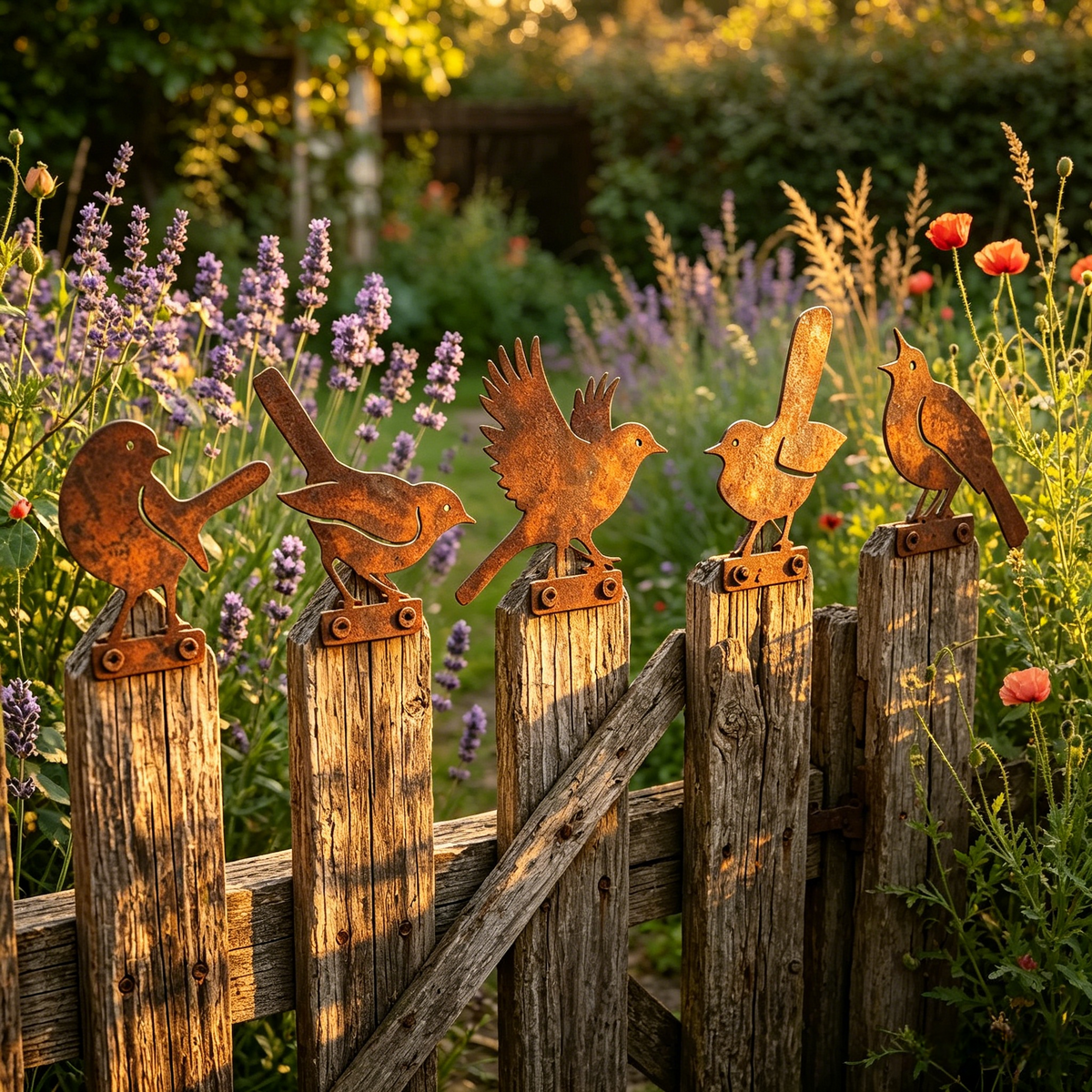 🔥Most Popular in 2026🔥5-Piece Lifelike Rusty Metal Bird Silhouettes Garden Art