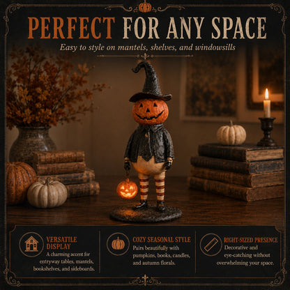 🔥Most Popular in 2026🔥Halloween Pumpkin Head Figurine with Lighted Handheld Pumpkin Lantern