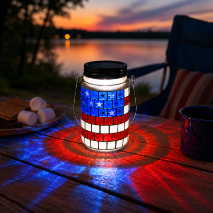 🔥Most Popular in 2026🔥4th of July Solar Patriotic Mason Jar Lantern