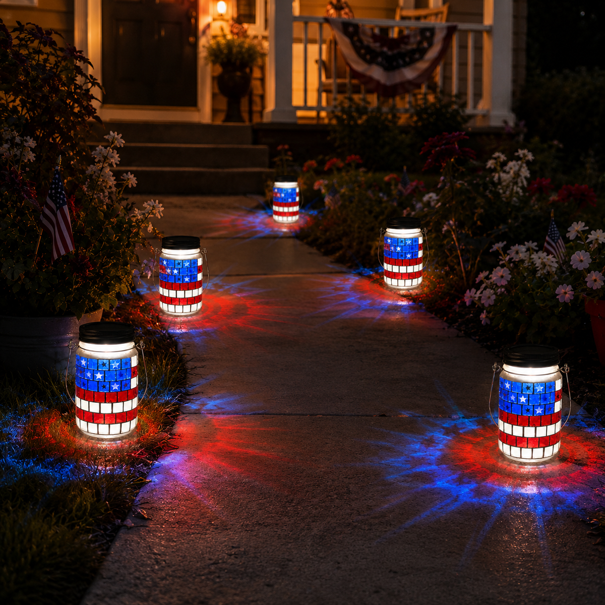 🔥Most Popular in 2026🔥4th of July Solar Patriotic Mason Jar Lantern