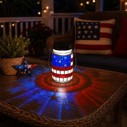 🔥Most Popular in 2026🔥4th of July Solar Patriotic Mason Jar Lantern