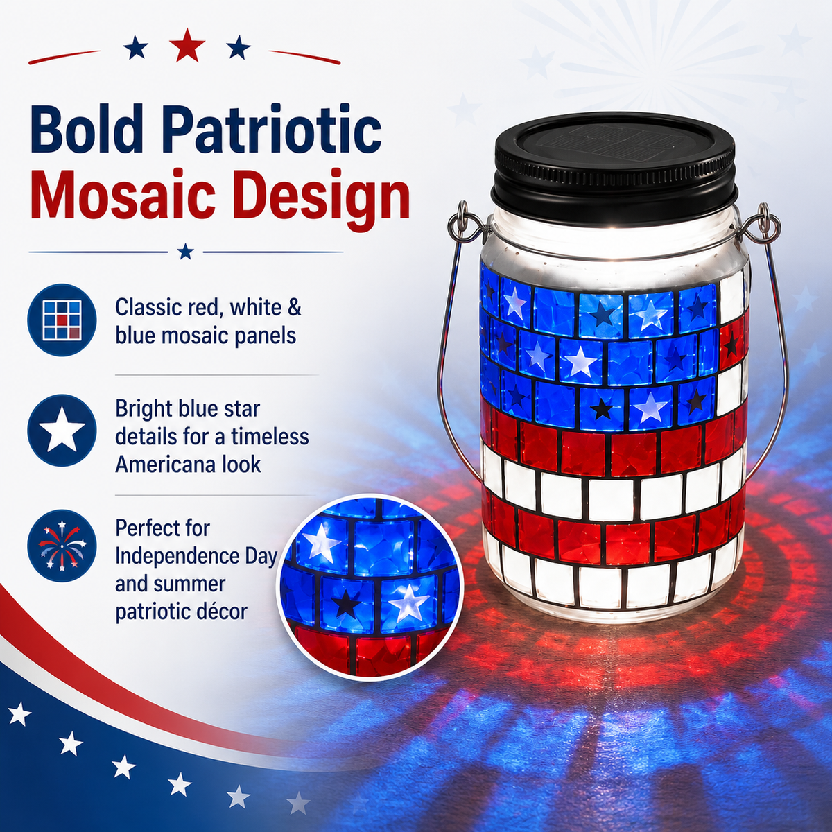 🔥Most Popular in 2026🔥4th of July Solar Patriotic Mason Jar Lantern