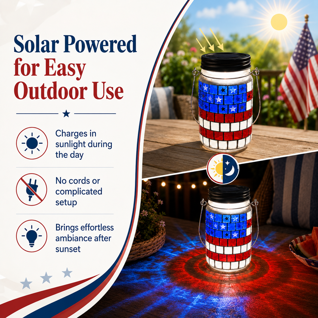 🔥Most Popular in 2026🔥4th of July Solar Patriotic Mason Jar Lantern
