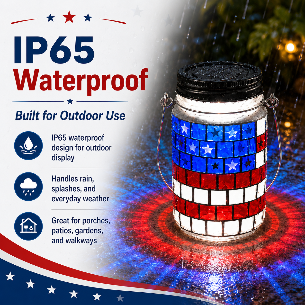 🔥Most Popular in 2026🔥4th of July Solar Patriotic Mason Jar Lantern