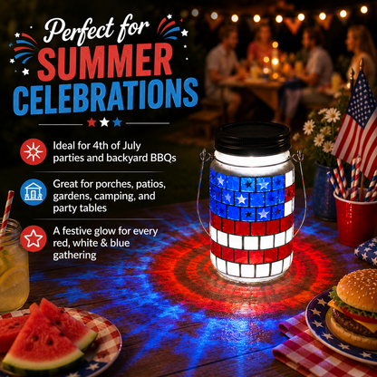 🔥Most Popular in 2026🔥4th of July Solar Patriotic Mason Jar Lantern