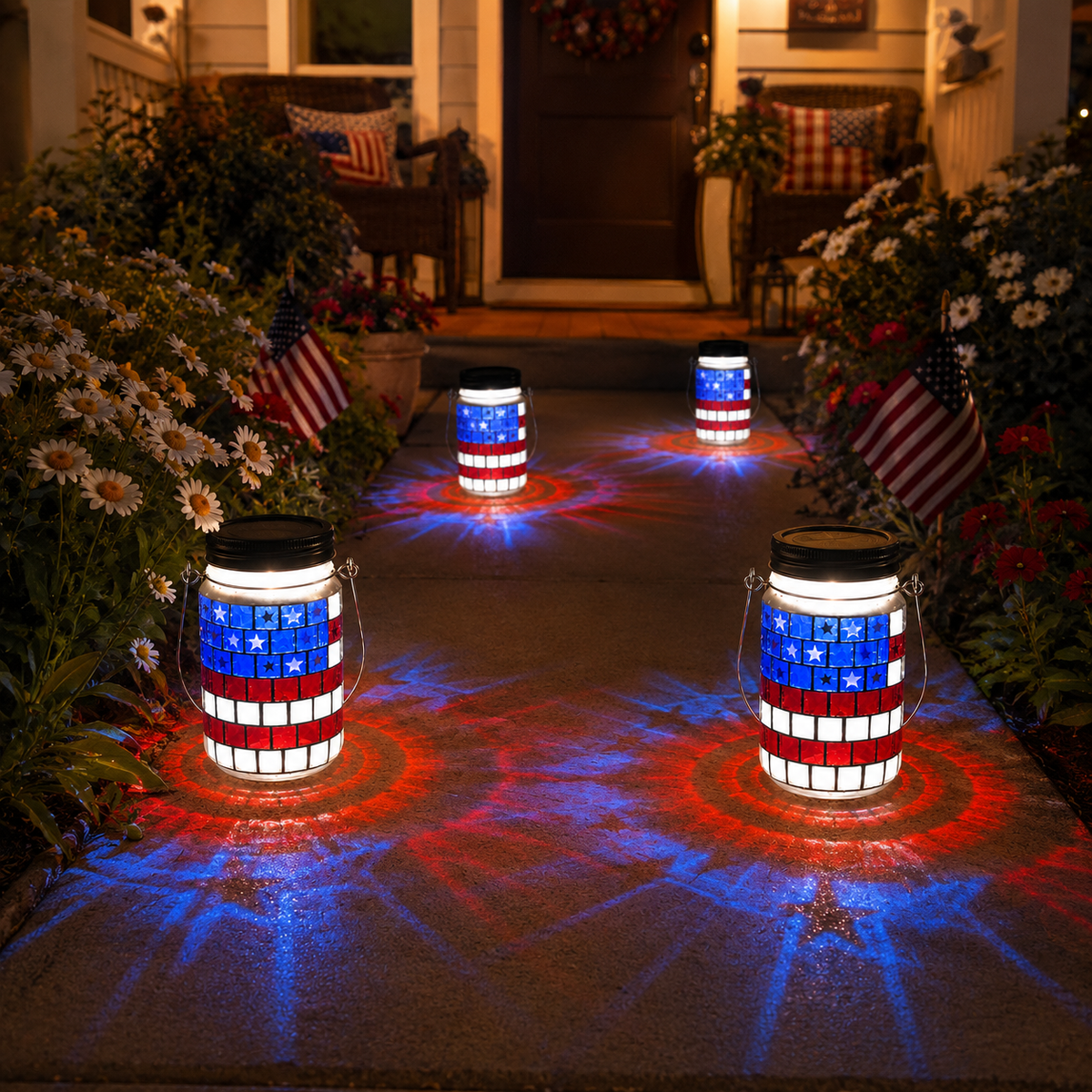 🔥Most Popular in 2026🔥4th of July Solar Patriotic Mason Jar Lantern