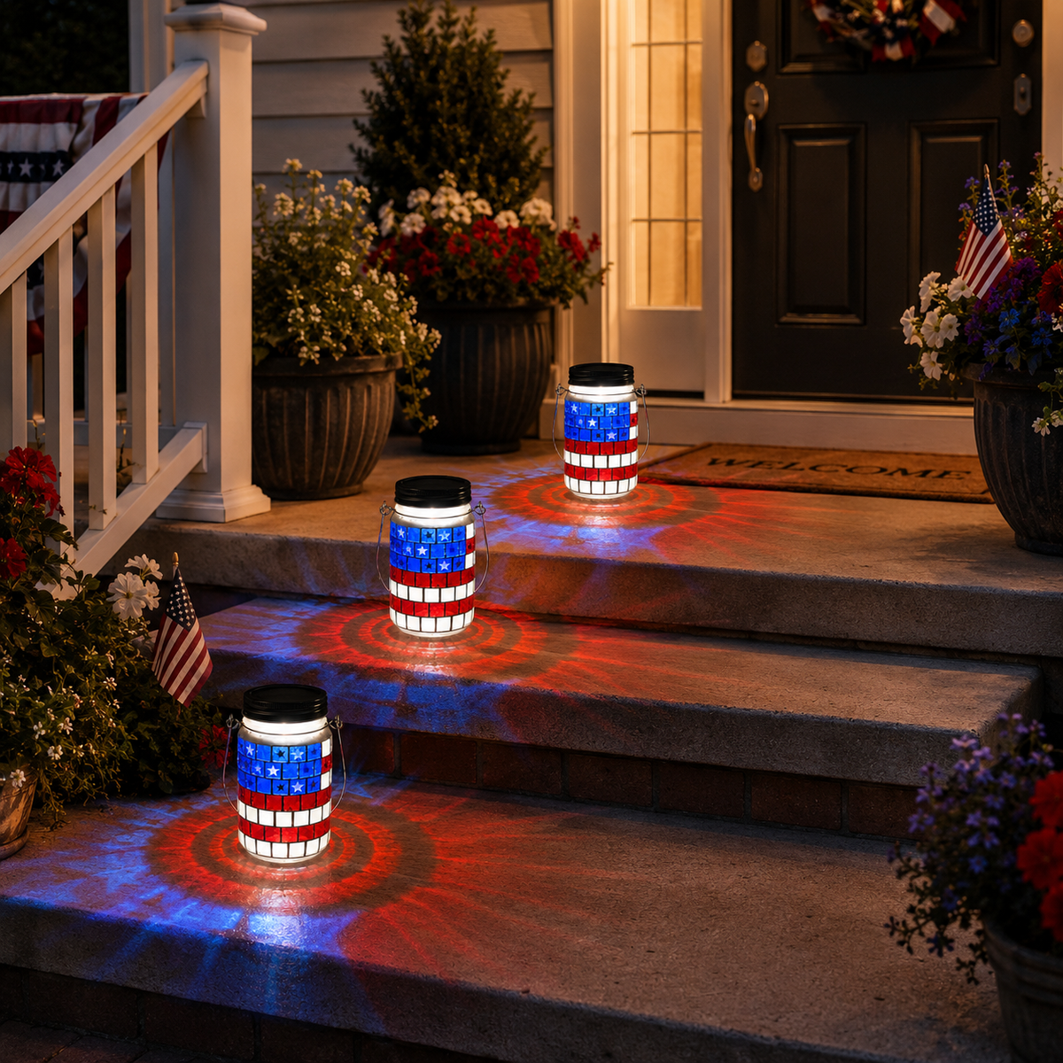 🔥Most Popular in 2026🔥4th of July Solar Patriotic Mason Jar Lantern
