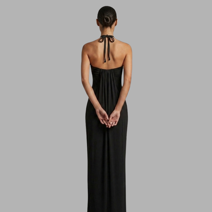 Lace-Up Halter Maxi Dress