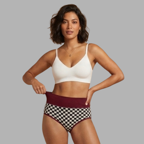 Plaid High-Waist Shaping Briefs