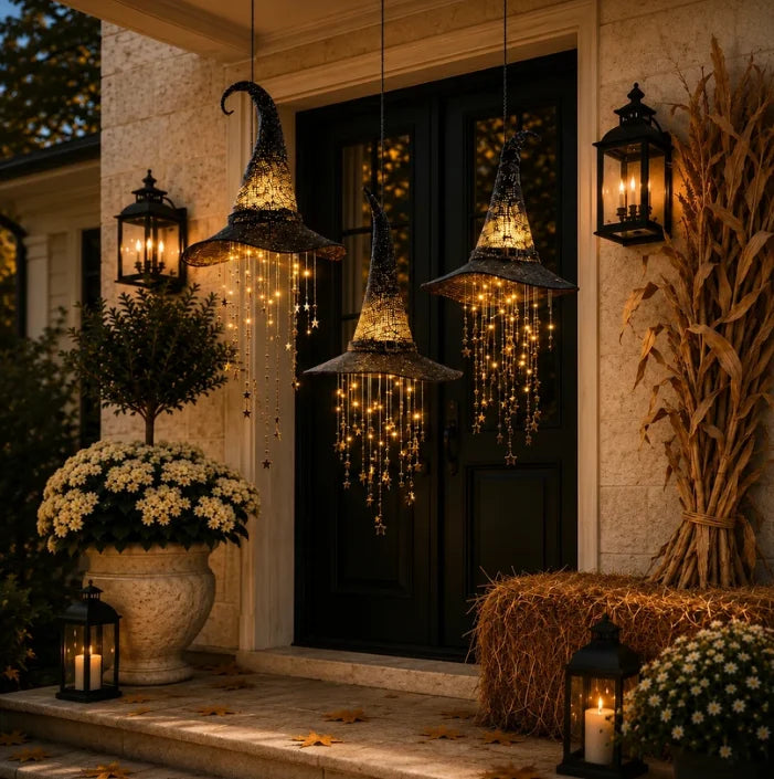 Lighted Witch Hat Hanging Chime