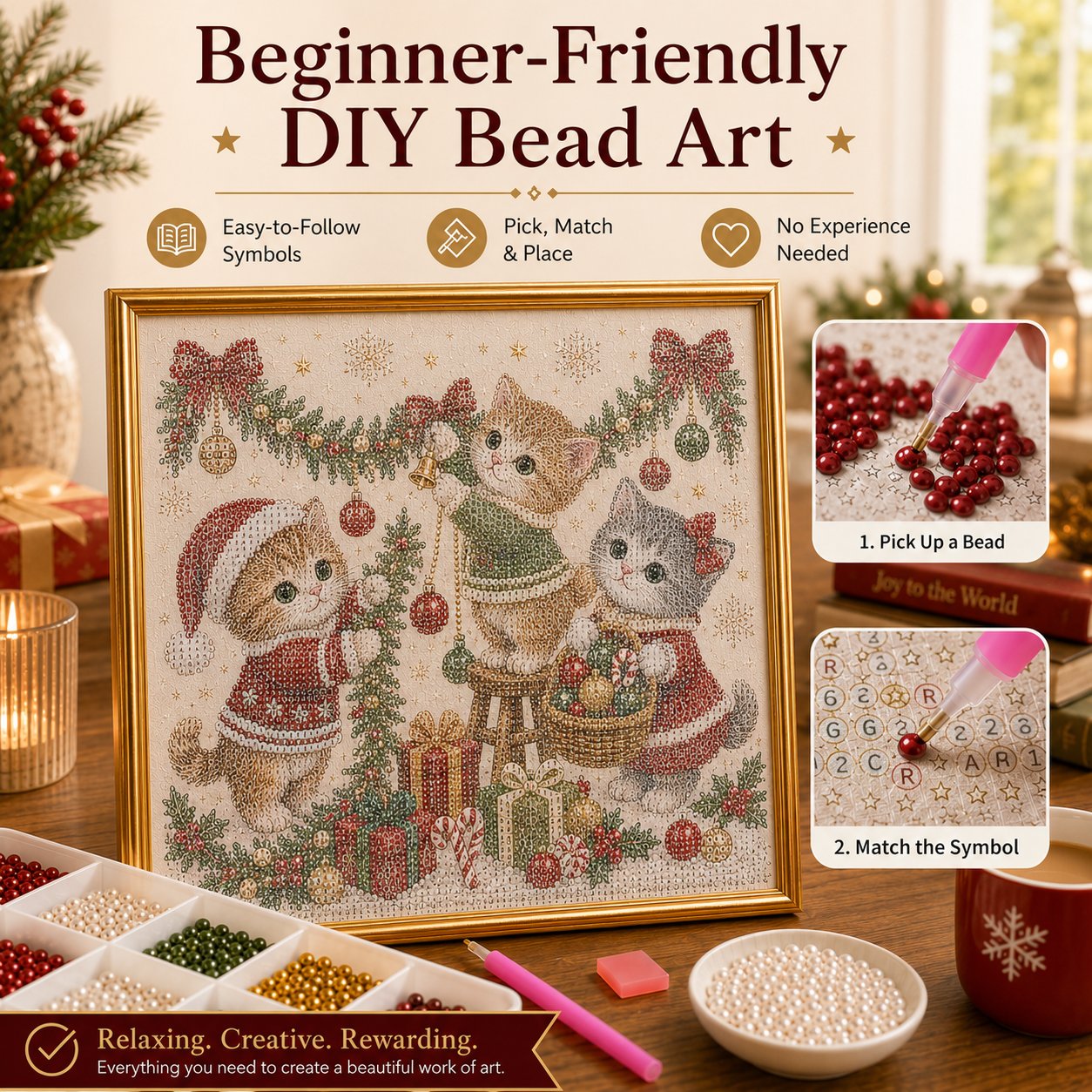 🎄🐾 LAST DAY 49% OFF – Premium 3D Pearl Christmas Kitty Art Kit 🎅🐱❄️