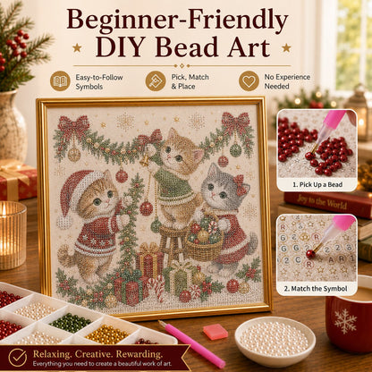 🎄🐾 LAST DAY 49% OFF – Premium 3D Pearl Christmas Kitty Art Kit 🎅🐱❄️